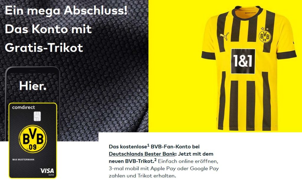 Das kostenlose1 BVB-Fan-Konto bei Comdirect